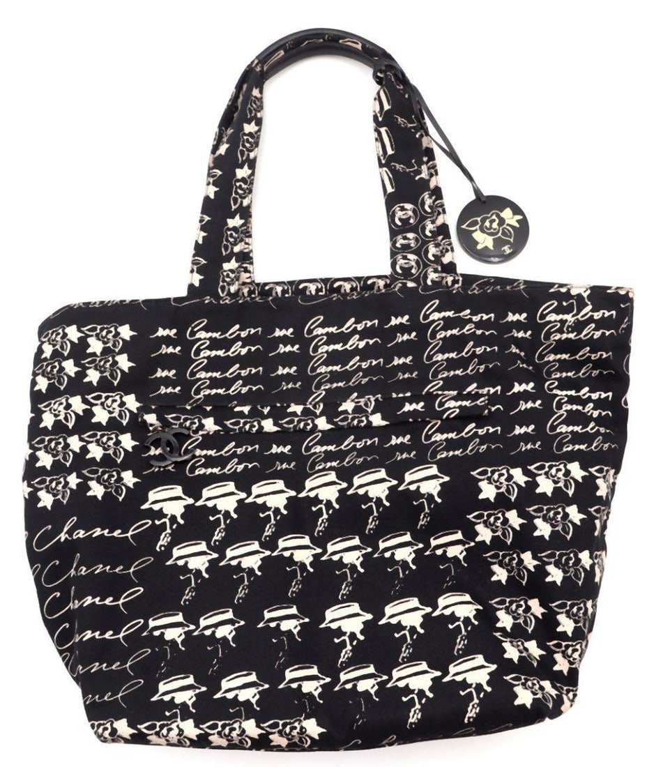 Chanel "Camellia" Canvas Drawstring Tote Bag (1 of 4)