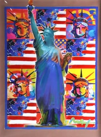 Peter Max "God Bless America" Mixed Media Painting