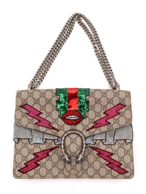 Gucci "Dionysus" Embellished Canvas Shoulder Bag