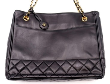 Vintage Chanel Lambskin Double Chain Shoulder Bag