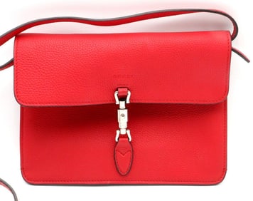 Gucci Red Pebbled Soft Jackie Crossbody Bag
