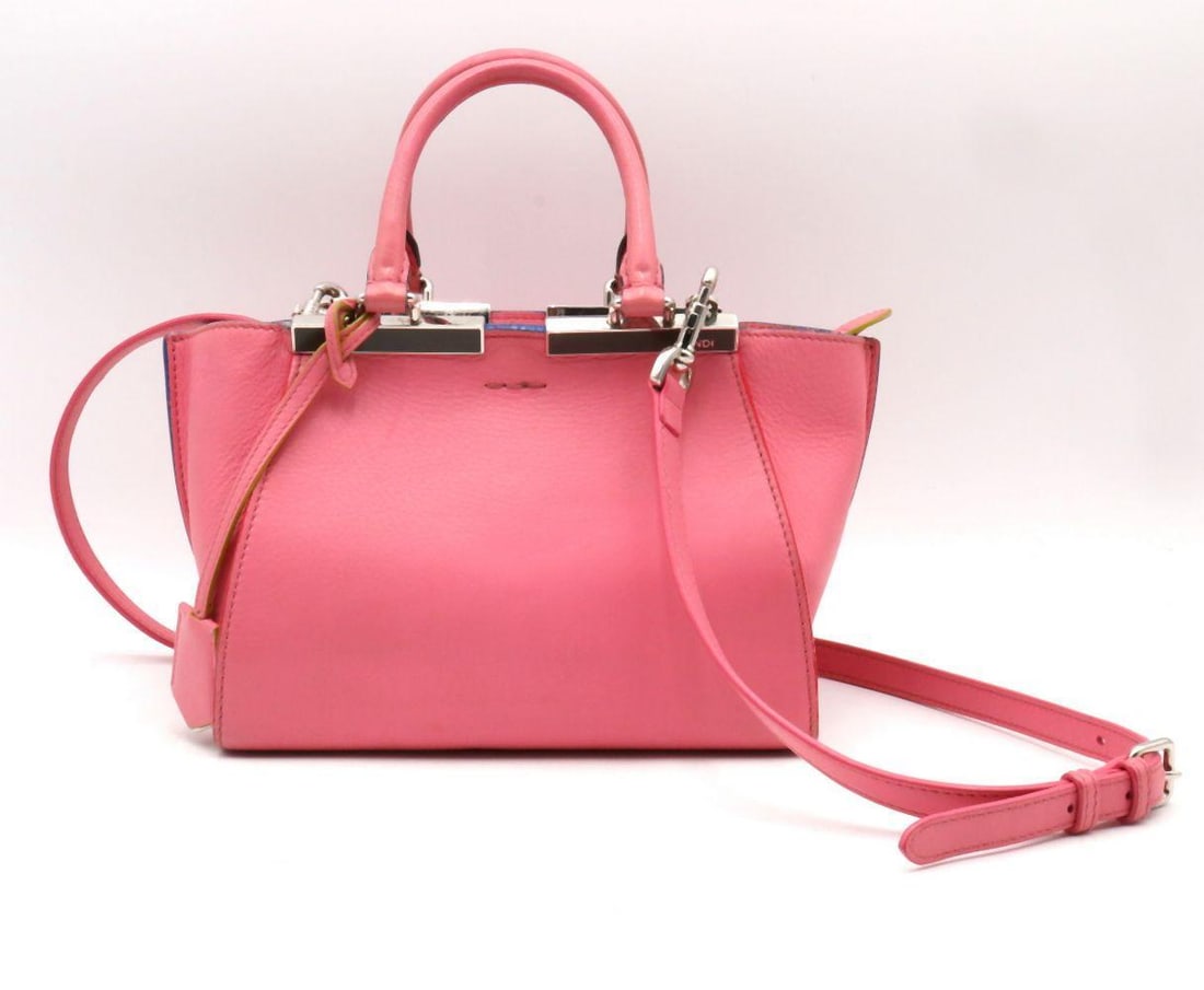 Fendi "3Jours" Petite Pink Tote Bag: FENDI, A PINK 3JOURS PETITE TOTE BAG A refined interpretation of Fendi’s architectural 3Jours line, this Petite tote is rendered in soft pink leather with the hallmark extended winged sides tha