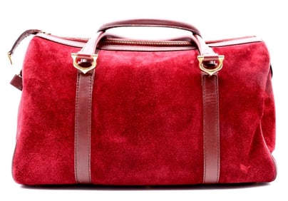 Cartier Must de Cartier Burgundy Suede Boston Bag