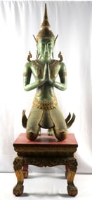 Large Thai Kneeling Bronze Theppanom Sculpture