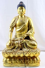 Early 20th C. Chinese Seated Gilt Buddha