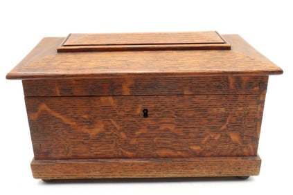 20th C. Arts & Crafts Oak Tea Caddy Box