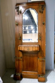 Early 20th C. Marble Top Oak Hall Tree