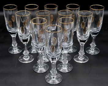 12 Pc. Tiffin "Palais Versailles" Crystal Champagne Glasses