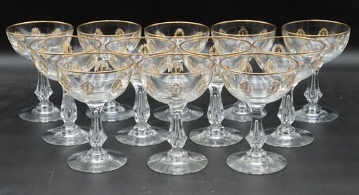 12 Pc. Tiffin "Palais Versailles" Crystal Champagne Glasses