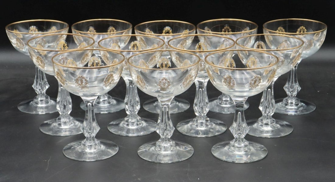 12 Pc. Tiffin "Palais Versailles" Crystal Champagne Glasses (1 of 5)