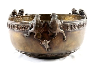 Bronze Maitland Smith Style Monkey Bowl