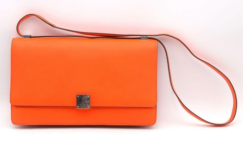 Celine Bright Orange Case Flap Shoulder Bag