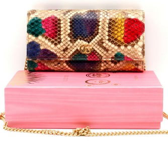 Gucci GG Marmont Python Clutch Purse