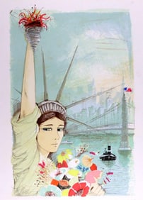 Charles Levier "Miss Liberty" Unframed Lithograph
