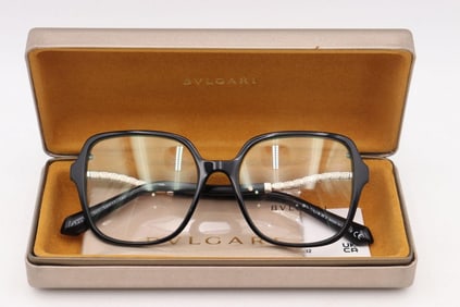 Bvlgari Black Rimmed Eyeglasses with Case