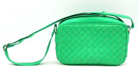 Bottega Veneta Green Intrecciato Woven Leather Shoulder Bag