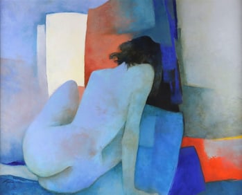 Claude Gaveau (French, 1940–2021) "Le Modèle" Oil Painting on Canvas