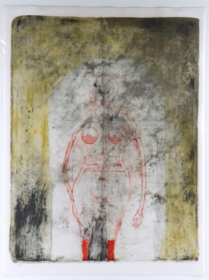 Rufino Tamayo (Mexican, 1899–1991) "Woman in Red" Lithograph: Rufino Tamayo (Mexican, 1899–1991) Woman in Red (Mujer de Rojo) Lithograph 22 1/2 in. wide x 29 1/2 in. high 32 in. wide x 39 in. high (with frame) A lithograph depicting a stylized female