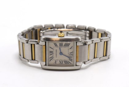 Vintage Cartier "Tank Francaise" 18Kt & Steel Wristwatch