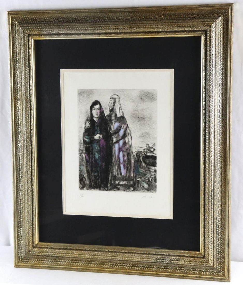 Marc Chagall "The Meeting of Jacob and Rachel at the Well" Hand-Colored Etching - 2