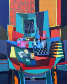 Marcel Mouly "Les Jeux" Oil Painting on Canvas