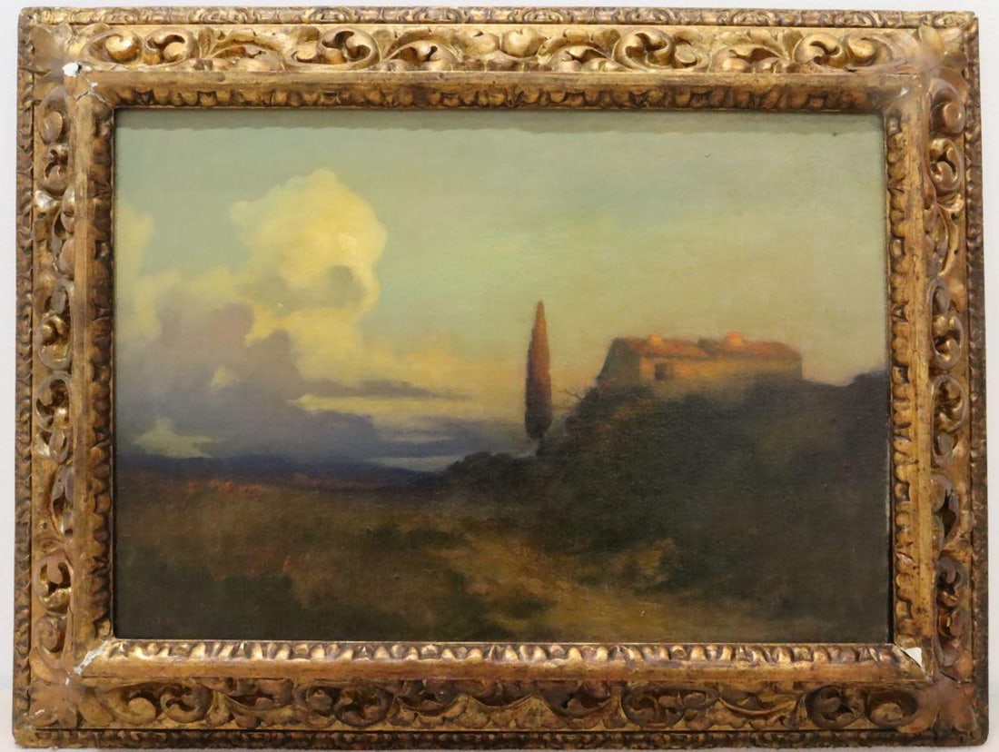 Camille Corot (French 1796-1875) Oil Painting on Canvas: Jean Baptiste Camille Corot (French, 1796–1875) Landscape 19th century Measurements: 16 1/4 in. high × 23 1/4 in. wide; overall with frame: 24 in. high × 31 1/4 in. wide Oil on canvas.