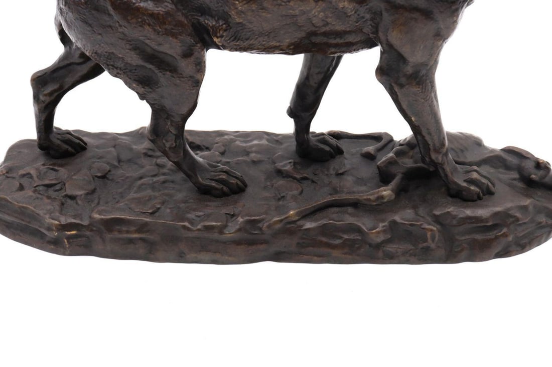 Antoine Barye (French, 1796-1875) "Growling Wolf" Bronze Sculpture - 6