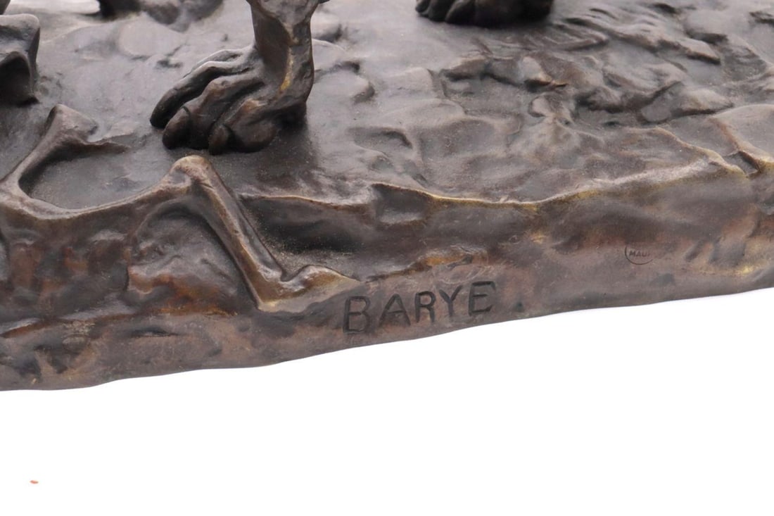 Antoine Barye (French, 1796-1875) "Growling Wolf" Bronze Sculpture - 7