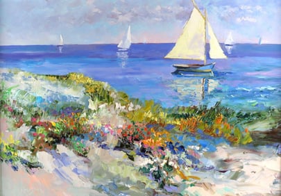 Don Hazen (American, b. 1933) "Costa Dorada" Oil Painting on Canvas