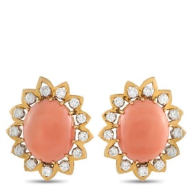 David Webb 18Kt Coral & Diamond Ladies Earrings