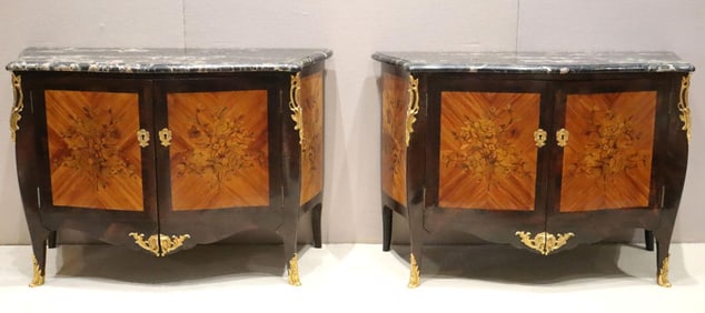 Important Late 18th C. Jacques Dubois Marble Top Commodes