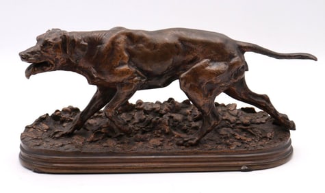Pierre-Jules Mene (French, 1810-1879) "Dog" Bronze Sculpture