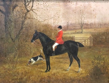 Antique R. D. Levett "Fox Hunt" Oil Painting on Canvas