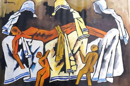 Attr. Maqbool Fida Husain "Untitled" Acrylic Painting on Canvas