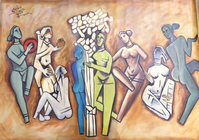 Attr. Maqbool Fida Husain "Untitled" Acrylic Painting on Canvas