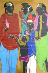 Attr. Thota Vaikuntam (Indian, b. 1942) Acrylic Painting on Canvas