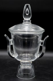 David Hills for Steuben Double Handled Lidded Urn Trophy Vase