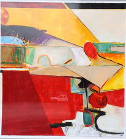 Robert Robinson (American, 20th C.) "Landscape Red" Acrylic on Paper