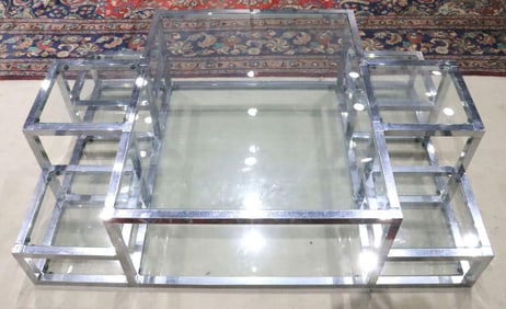 Mid-Century Modern Chrome and Glass Coffee Table