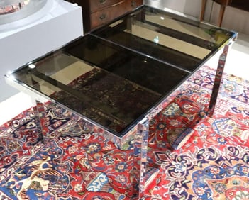 Manner of Milo Baughman for Pace Smoked Glass & Chrome Table