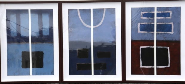 Larry Laslo (American, 20th C.) Triptych Series Acrylic on Paper