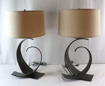 Pair of Hubbardton Forge Short Impress Table Lamps