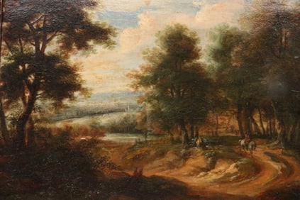 Follower of Jan Brueghel Wooded Landscape Oil Painting on Canvas