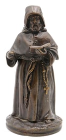 Antique Continental Monk Bronze Match Holder
