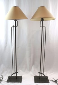 Pair of Hubbardton Forge Pierced Arc Floor Lamps