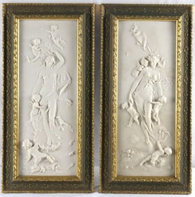 Pair of French Bisque Porcelain Plaques