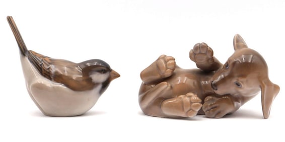 Pair of Royal Copenhagen Porcelain Animal Figurines