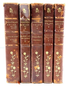 Early 19th C. Jonathan Swift 5 Vol. Dryden Edition Hardcover Set