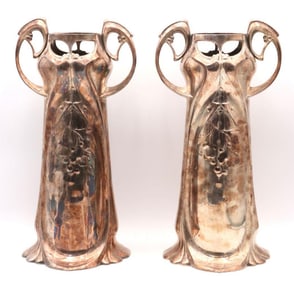 Attr. WMF Art Nouveau Silvered Metal Vases