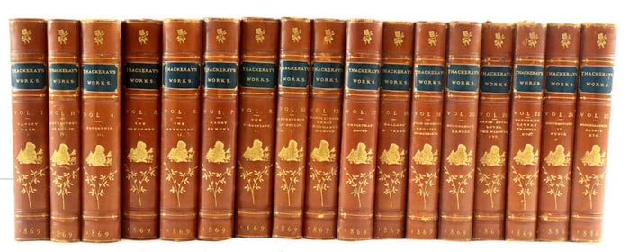 Late 19th C. 24 Vol. Comprehensive Set of The Works of William Thackeray